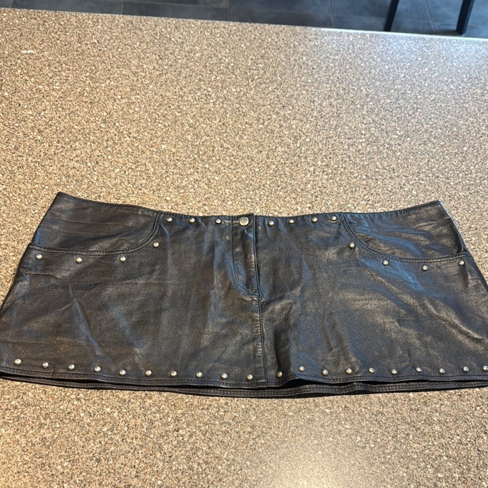 New inferno leather mini skirt